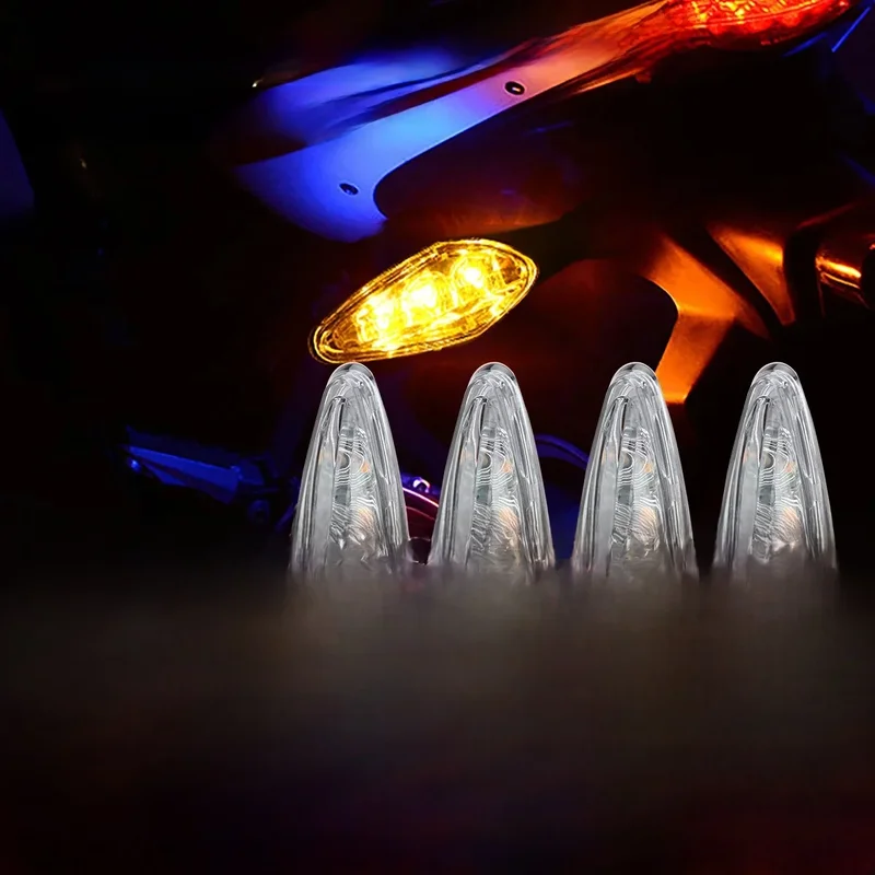 AliExpress - 4 pièces LED moto clignotant 3 LED clignotants étanche ambre clignotant indicateur moto avant arrière feu arrière Accessori
