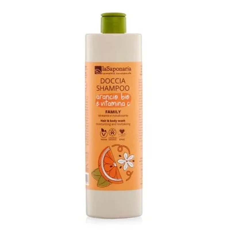 LA SAPONARIA Doccia Shampoo Family - Arancio Bio E Vitamina C 500ml - Shampoo Delicato