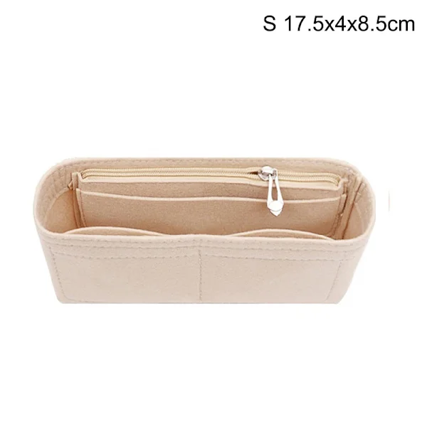 Multi-Pocket Dam Insatsväska Handväska i Filt Tyg Beige[GKS] Beige S