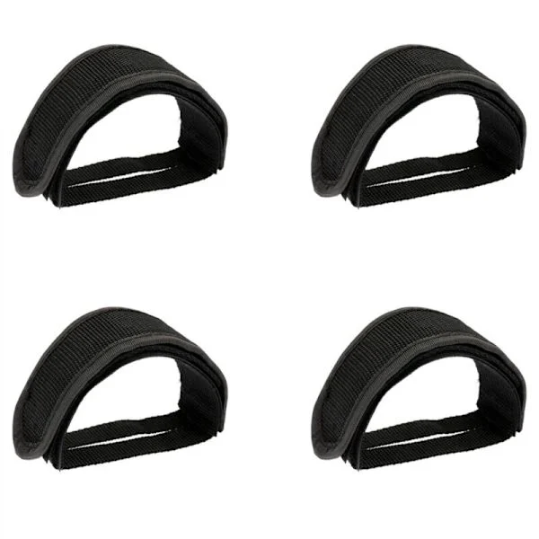 4X Soldier Fastlåst Utstyr Fixie BMX Sykkel Anti-Skli Dobbelt Limende Stropper Pedal Tå Klips Stropp Belte Svart