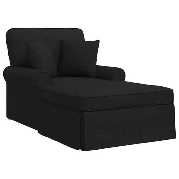 Modern chaise longue - vidaXL - Svart - 91x157x91 cm - Andningsbart tyg - Vadderade armstöd - Avtagbara kuddar