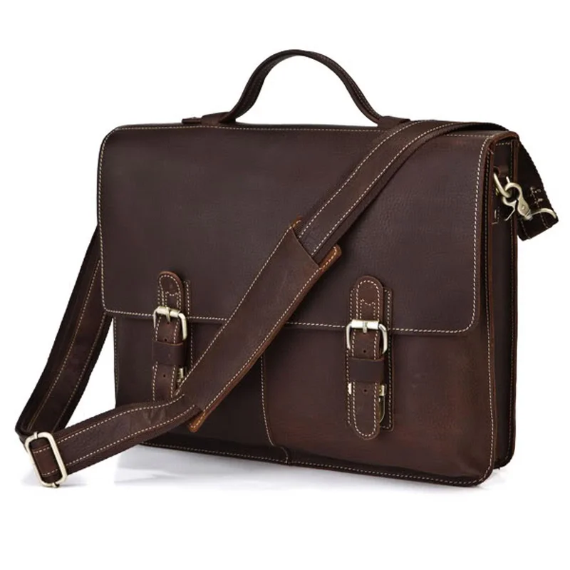 Dark Brown Student Leather Bag for Men - Leather bags