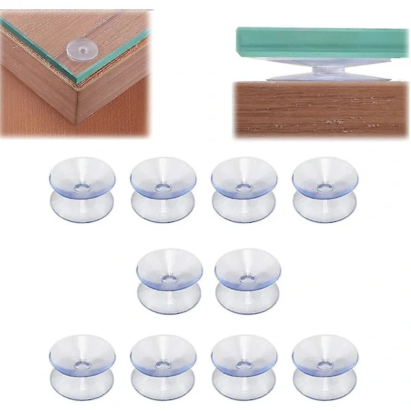 10 stk Dobbeltsidige sugekopper Sklisikre Dobbeltsidige sugekopper Gjennomsiktige Bordavstandsstykker for Glassbord 20MM 20MM