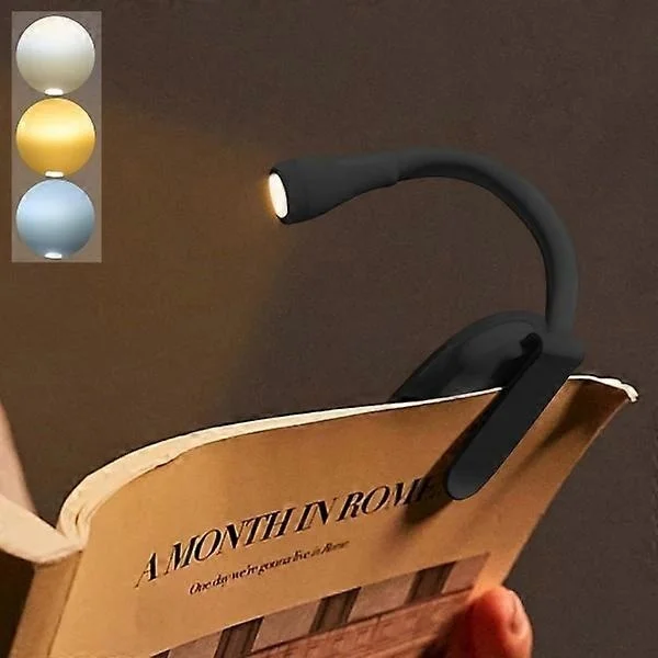 Boklampa med klämma - Uppladdningsbar läslampa med justerbar ljusstyrka för böcker och studier