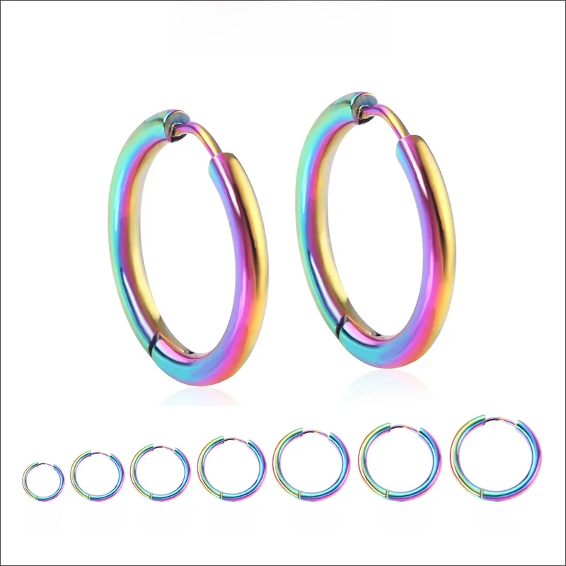 AliExpress - LUXUSTEEL-Boucles d'oreilles Huggie Hoops pour hommes et femmes, clip de piercing au cartilage, coloré, unisexe, vente en gros, 2 pièces,
