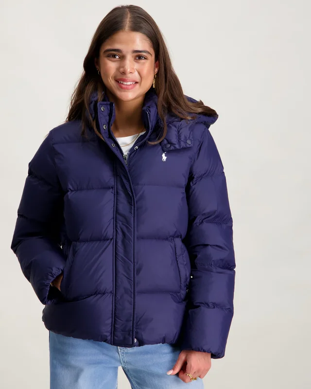Polo Ralph Lauren Down Hooded Jacket Sininen Takit Tytöt - Kids Brand Store