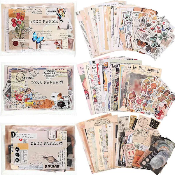 600 st vintage klistermärken journal papper scrapbook papper-FF-