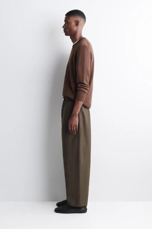 COS Men's Relaxed-Fit Barrel-Leg Drawstring Trousers in Brown