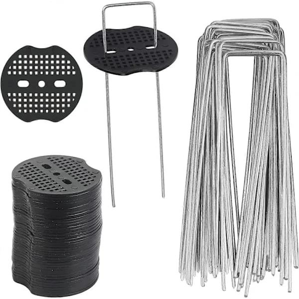 40 st Trädgårdsspett, Sardinpresenning med 40 brickor, Fästpinnar för presenning, Täckbark, Ogräsduk, Tältunderlag 15*4