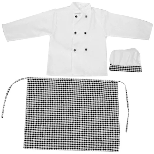 1 Set Barn Rollspel Kock Kostym Barn Matlagningsrock Bagare Hatt Förkläde Kock Cosplay Tillbehör