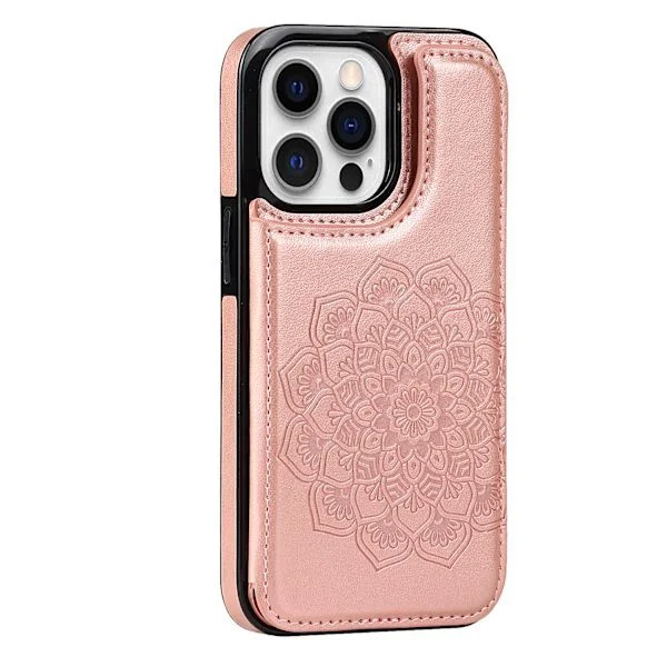 för iPhone 17 Air Fodral med Korthållare, Blommiga Magnetknappar Skyddande Plånboksfodral för Kvinnor för iPhone 17 Air, Rosa iPhone 17 Air