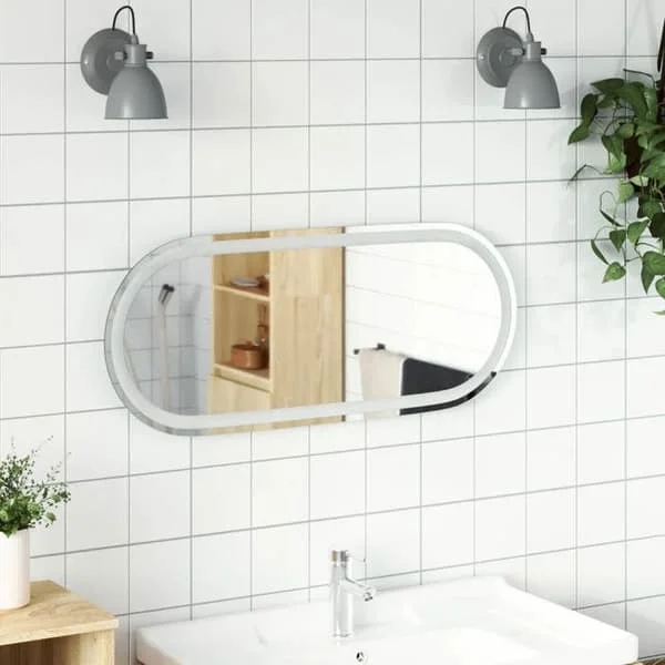 vidaXL LED-badrumsspegel 90x40 cm oval, spegel, badrumsspegel med belysning, sminkspegel 353286