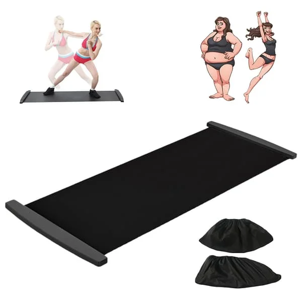 Glidebrett med skotrekk, slankeøvelsesguide, glidematte for bentrening, fitness og atletisk trening