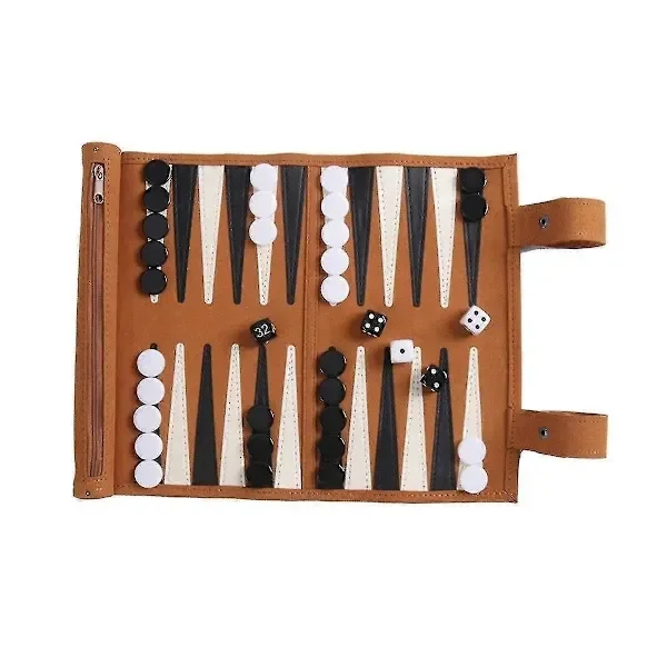 Backgammon-lauta - Kannettava Backgammon-setti aikuisille, matkapeli, aikuisten design, lapset