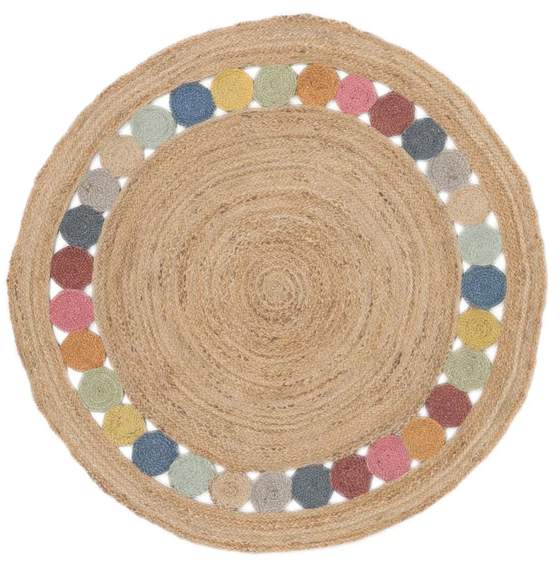 Dottie Jute Ø 150 Lille Multicolor Blomstret Rundt Tæppe
