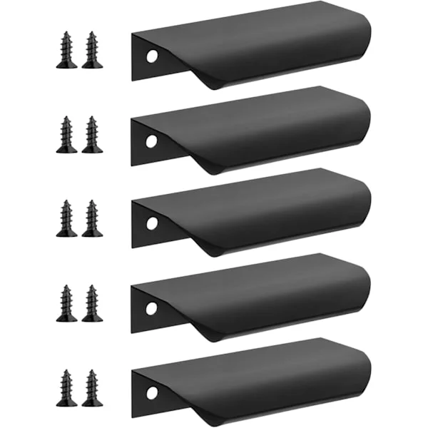5-pack Black Kitchen Cabinet Handles, 80mm Wardrobe Door Handles Modern Aluminum Bathroom Cabinet Handles, Matte Black