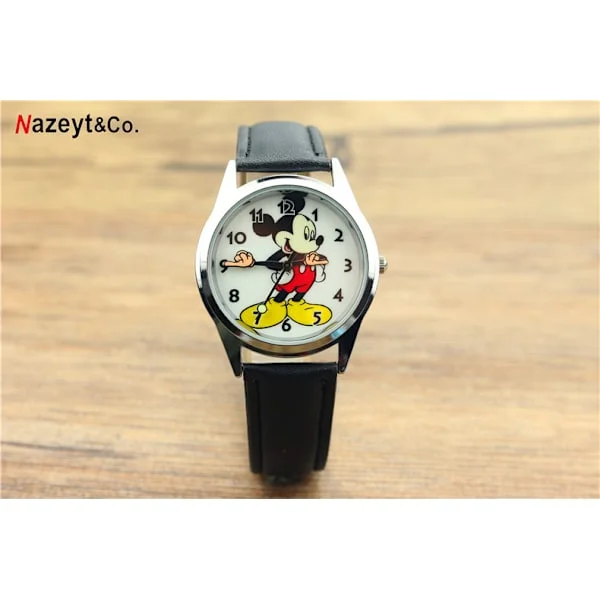Mickey Mouse Retro Art Klocka Visare Svart och Guld Analog Klocka