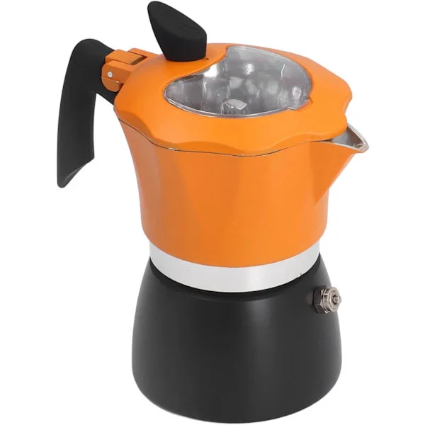 Espressokande til komfur - 1 kop italiensk Moka Pot 150 ml/5 oz, glastop og aluminiumskrop, perfekt til hjemmet, kontoret, camping og rejser