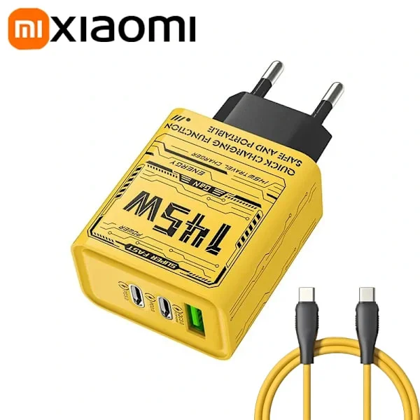 Xiaomi 145W Ultra Hurtig Opladning 3-Port PD USB Mobiloplader EU US UK Til iPhone Samsung Huawei NY EU Oplader cc kabel