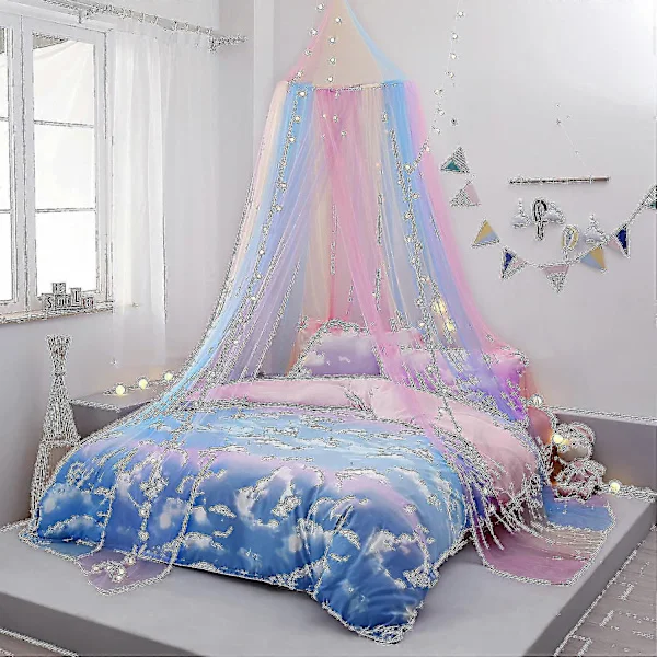Bed Canopy with Lights Bed Canopy Curtains for Girls Toddler Bed Canopy for Girls tao Rainbow