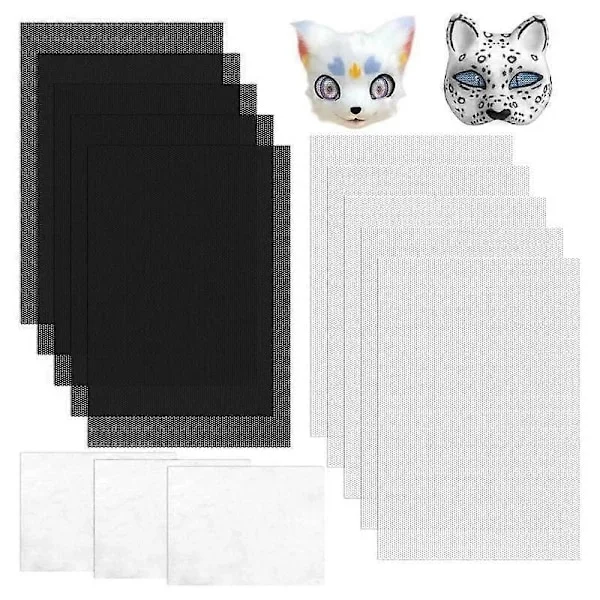 10 Sheets Fursuit Eye Mesh Waterproof Printable PVC Eye Mesh Sheet for Furry Cosplay Props Fursuits Craft Making White