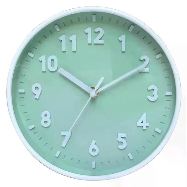 20 cm Silent Wall Clock Simple Digital Wall Clock Home Decor Cubic Digital Clock Quartz Wall Clock for Bedroom Dorm Ch Mint Green