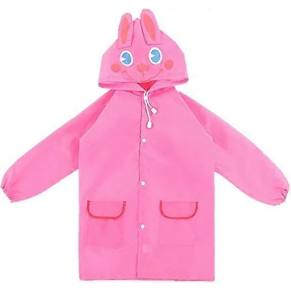 1 stk Barn Regnfrakker Unisex Jenter Gutter Regntøy Vanntett Regnjakke Kåpe med Hette og Knapper Gjenbrukbar EVA Regndrakt Rosa