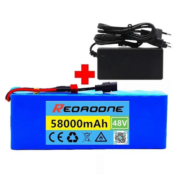 48v 58ah 13s3p 18650 Batteri Lithium Batteri 58000mah Elektrisk Cykel Knallert Elektrisk Lithium Ion Batteripakke Bil EU standard 13S3P58000T