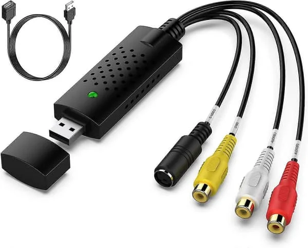 VHS till Digital Omvandlare, USB 2.0 Videoinspelningskort, Gammal VHS VCR Mini DV Hi8 DVD till Digital Omvandlare för MAC/PC, RCA till USB Video [DB]
