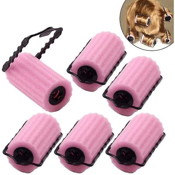 Hårspolar Svamp Gör-det-själv Hårspolar Set Hårspolar Små Magiska Lockspolar Skumspolar (rosa) - 6 st