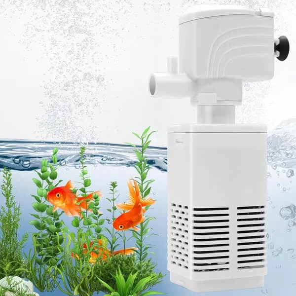 Justerbar akvarie luftpumpe med filter til akvarier under 30 cm skildpadde akvarie ilt vandpumpe bølgemaskine hvid