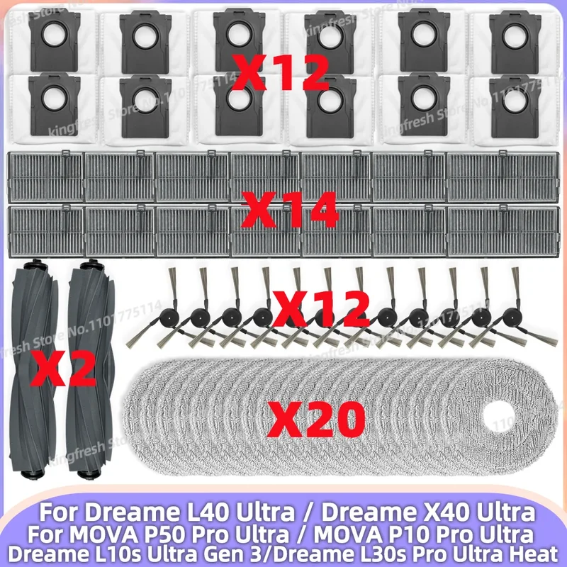 AliExpress - avec Dreame L10s Ultra Gen 3/ L40 Ultra/ X40 Ultra, MOVA P50 Pro Ultra / P10 Pro Ultra Pièces de Rechange pour Aspirateur Rouleau 