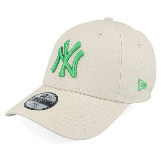 New Era - MLB Beige adjustable Kasket - Kids New York Yankees League Essential 9FORTY Stone/Green Adjustable @ Hatstore