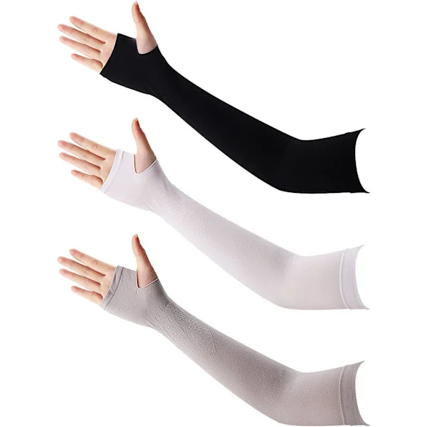 Arm Sleeves, 3 par UV-skydd Kylning Arm Sleeves Kvinnor Män Sommar Sol Arm Cover Sleeves Tatuering Cover för Cykling Vandring Löpning