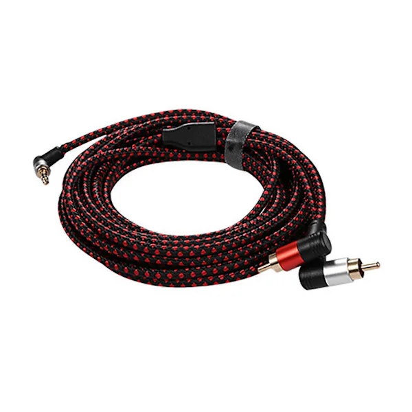 3,5 mm uros-RCA-adapteri, kaksoiskulmainen HD RCA-muunnoskaapeli videonauhurille, DVD-soittimelle, televisiolle, videokameralle [DB] 5m