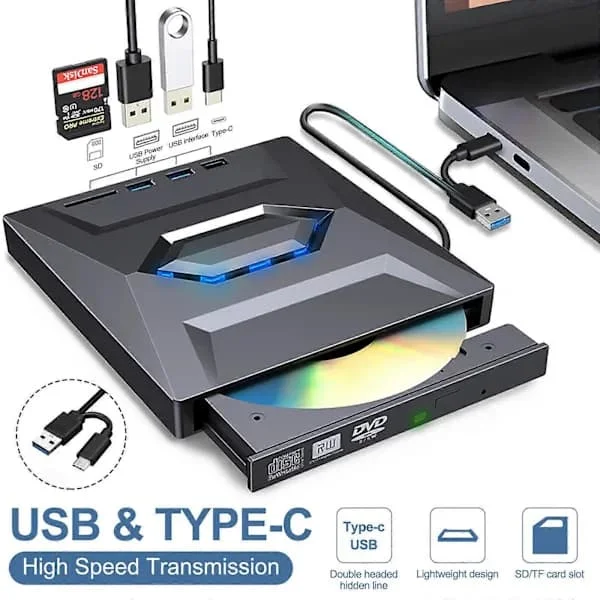 [LCS] 7-i-1 Ekstern USB 3.0 DVD CD RW-brenner Lesestasjon Spiller for Bærbar PC