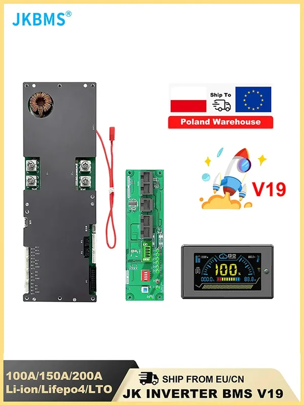 AliExpress - JKBMS V19 Smart Inverter BMS 8S 16S 24V 48V 100A 150A 200A Familie Energie Lagerung Lifepo4/Li-ion/LTO Für Growatt Deye Inverter