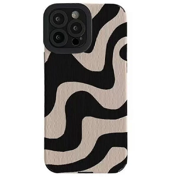 Til iPhone 15 Pro Max Cover Zebra Stribe PU Læder+TPU Stødsikkert Telefoncover