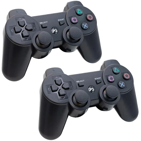 2-pak - Trådløs controller - Kompatibel med PS3-controller (sort)