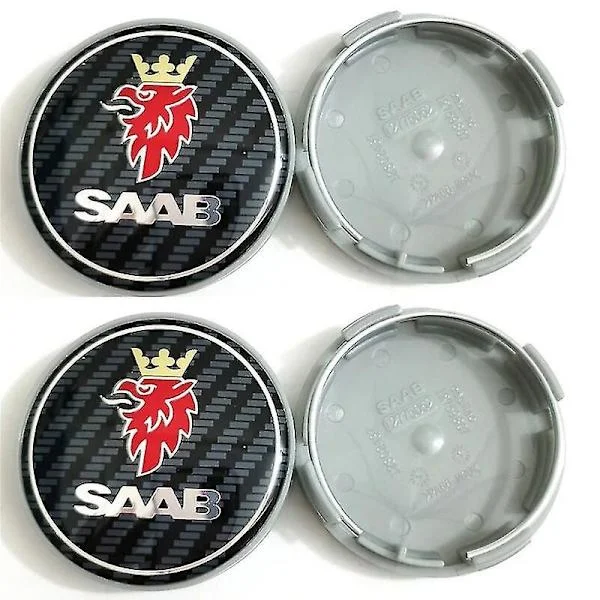 4 st 63 mm Blå Kolfiber Svart Bil Hjulcentrumkapslar Fälgar Navkapslar För SAAB 9 3 9 5 9-3 9-5 SAAB Emblem Märke Tillbehör Kolfiber 4 st