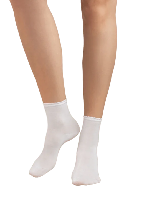 BleuForêt Ankelsocka, merceriserad bomull Sockor Dam Vit 36/38