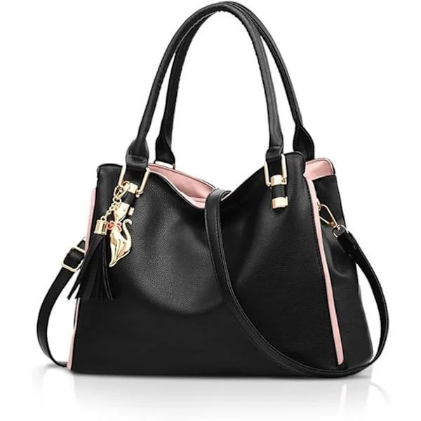 Women's Hobo and Shoulder Bags, Fashion Handbags, Large Tote Bag, Women's Shoulder Bag, Black, AB
