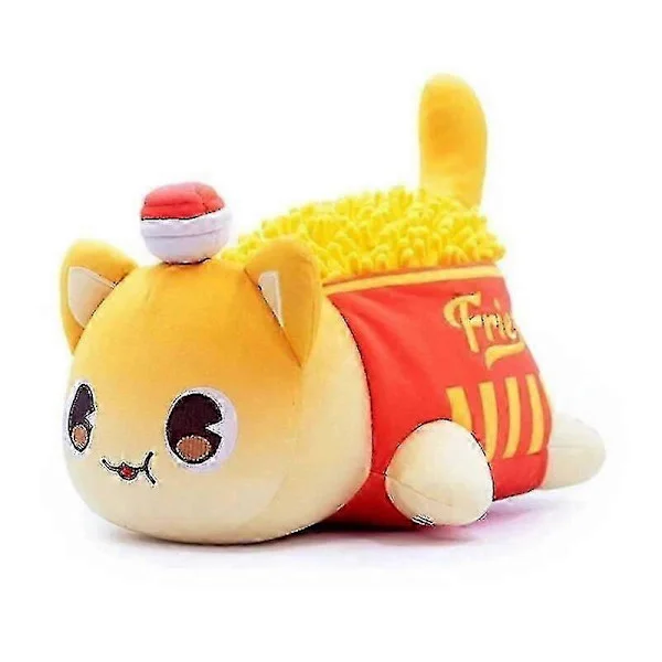 Meemeow Aphmau Plys Meemeows Mad Katte Plysdyr Bundt Ahpmau Pommes Frites Burger Pude Plyslegetøj Kawaii Søde Plys Katte Dukke Pommes Frites