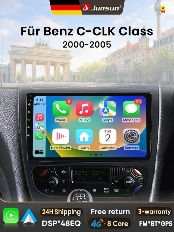 AliExpress - Junsun 9-Zoll Android 15 Autoradio für Mercedes Benz C-Klasse CLK-Klasse W203 W209 S203 A209 2000-2005, kabellos für Apple CarPlay, Auto-