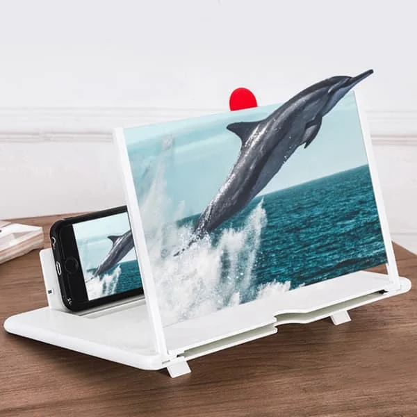(White) 3D Phone Screen Magnifier Stereoscopic Amplification Desktop