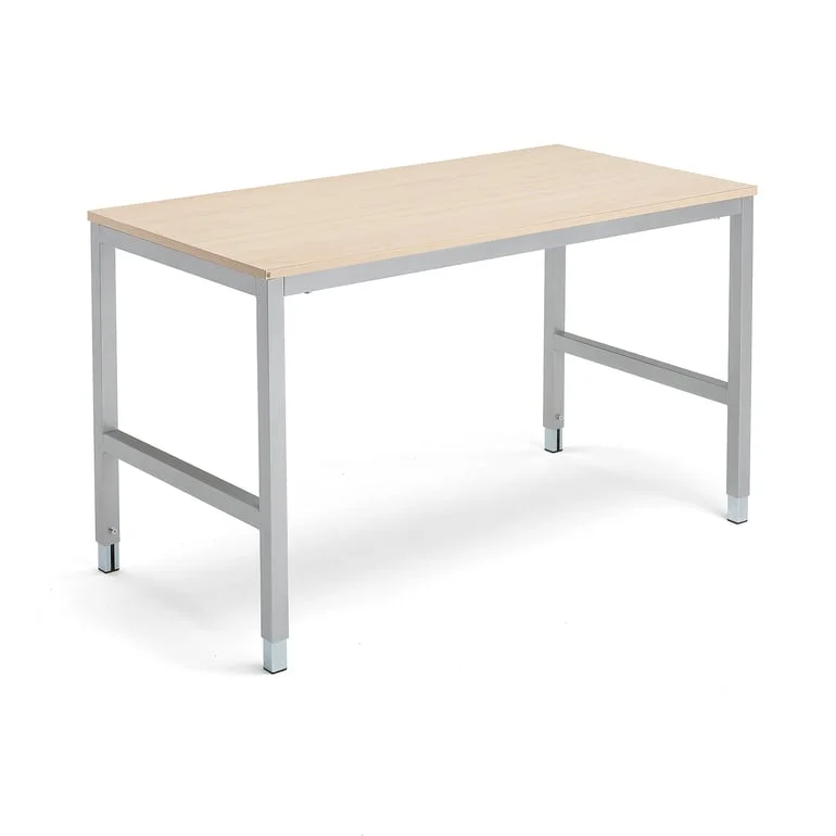 Work table OPTION, 1400x800x720-900 mm, birch, silver
