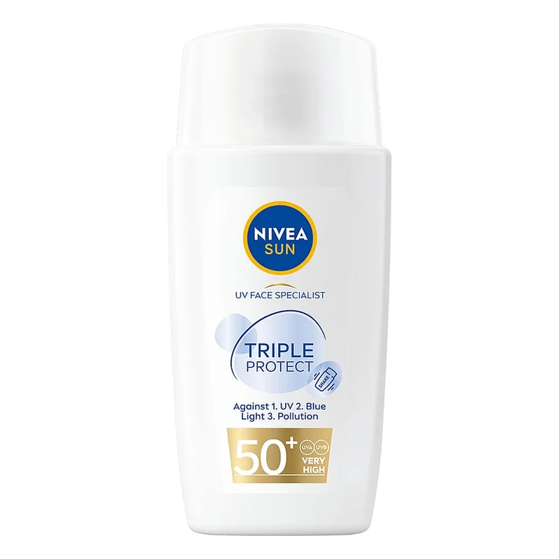 NIVEA Sun UV Face Triple Protect Fluid SPF 50+ 40 ml, Hudpleje, Solcreme, Solcreme Til Ansigtet
