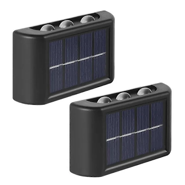 2 st Solar-vägglampor upp och ner Solarlampor vattentäta LED-vägglampor för inom- och utomhusbruk f