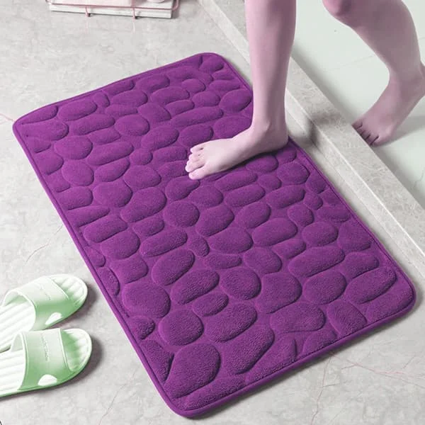 Embossed Stone Bathroom Mat, Non-Slip Mat, Absorbent Pad, Washable Bathroom Mat, Shower Mat, Bathroom Decoration Purple; Purple;