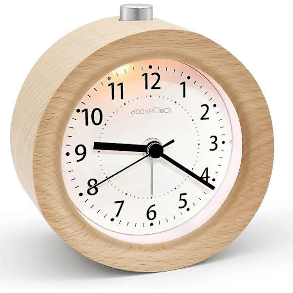Vekkerklokke Analog Uten Tikking, Vekkerklokke Tre Med Snooze, Retro Vekkerklokke Bordklokke Med Nattlampe, Vekkerklokke Uten Radio [db]